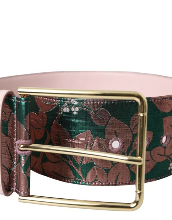 4413621.jpg Multicolor Floral Jacquard Lurex Gold Buckle Belt