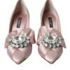 Pink Satin Crystal High Heels Pumps Shoes