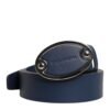 Blue Leather Classic Metal Logo Buckle Belt