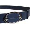 Blue Leather Classic Metal Logo Buckle Belt