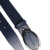 Blue Leather Classic Metal Logo Buckle Belt