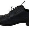 Elegant Blue Leather Wingtip Derby Shoes