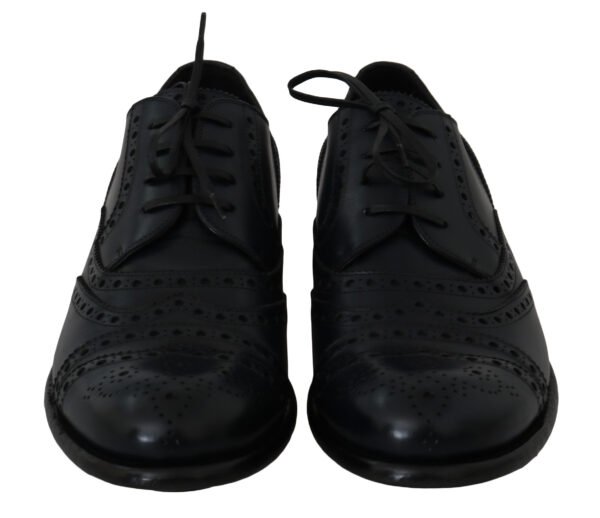 Elegant Blue Leather Wingtip Derby Shoes