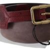 Elegant Brown Leather Belt with Gold Buckle