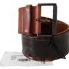Elegant Dark Brown Leather Belt with Vintage Buckle