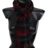 1516239.jpg Elegant Check Wool Scarf with Logo Embroidery