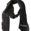 1516360.jpg Elegant Black Wool Scarf with Fringes