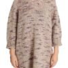 Beige Oversized V-Neck Knitted Sweater