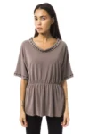 Gray Polyester Women T-Shirt
