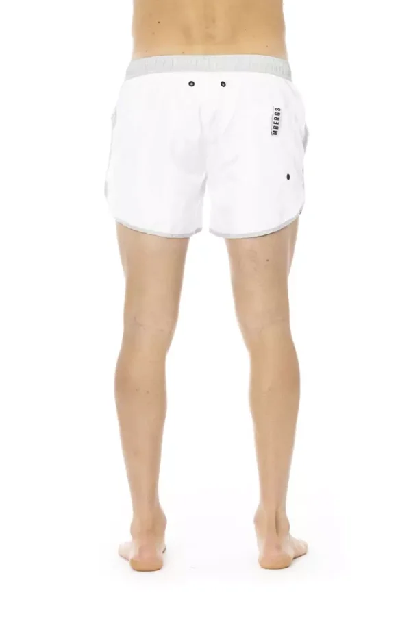 White Polyester Men Swim Short