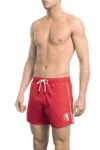 Red Polyester Men Swim Short