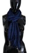 Elegant Silk Fringe Scarf in Chic Blue