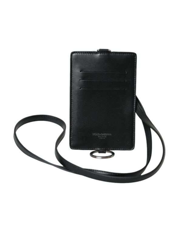 4570588-1.jpg Black Calf Leather Lanyard Logo Card Holder Men Wallet