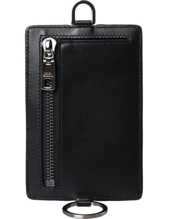 4570590.jpg Black Calf Leather Lanyard Logo Card Holder Men Wallet