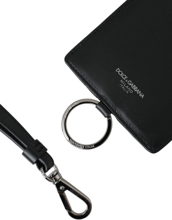 4570593.jpg Black Calf Leather Lanyard Logo Card Holder Men Wallet