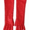Red Lurex Fantasia Mid Arm Length Gloves