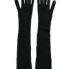 Black Cashmere Knitted Elbow Length Gloves