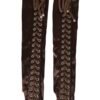 Brown Acetate Lace Up Fingerless Gloves