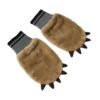 Beige Acrylic Knitted Fur Wrist Mitten Gloves