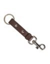 4574347.jpg Brown Plain Leather Silver Brass Keyring Holder Keychain