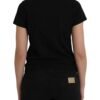Black Cotton Logo Print Crew Neck Short Sleeves T-shirt