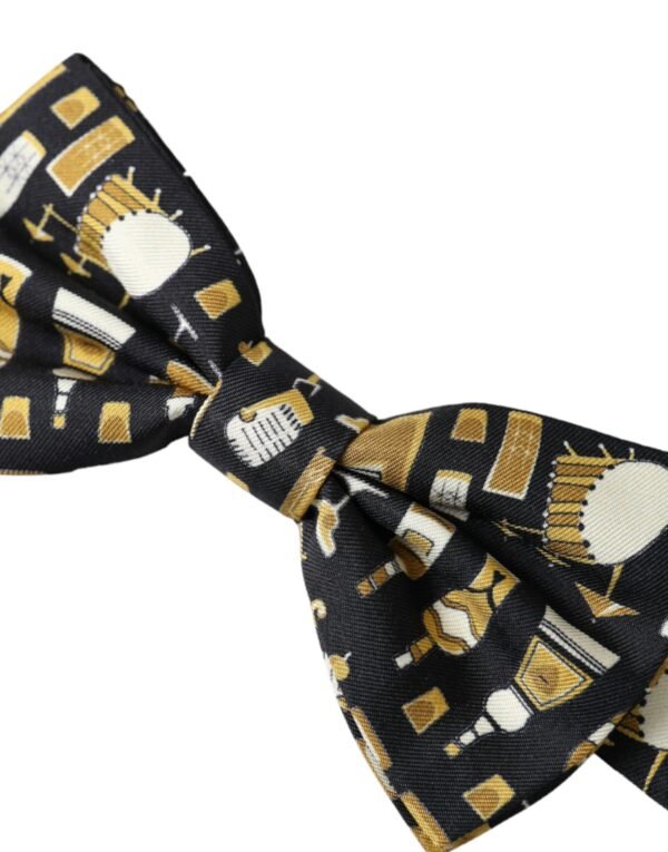 4610499.jpg Black Silk Cocktail Adjustable Neck Men Bow Tie