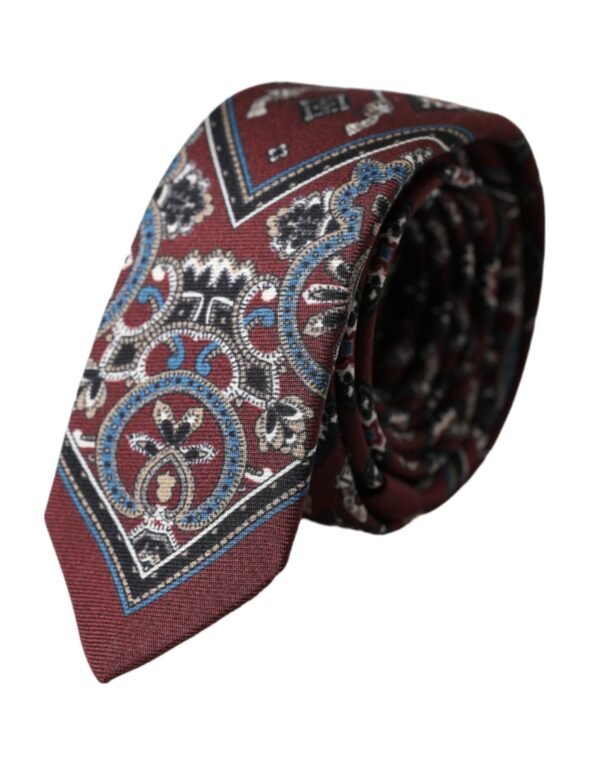 4611572-1.jpg Bordeaux Printed 100% Silk Adjustable Men Tie