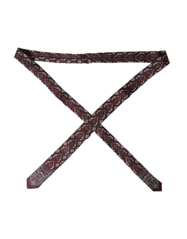 4611573.jpg Bordeaux Printed 100% Silk Adjustable Men Tie