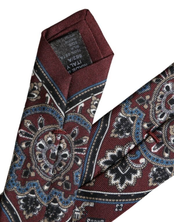 4611574.jpg Bordeaux Printed 100% Silk Adjustable Men Tie