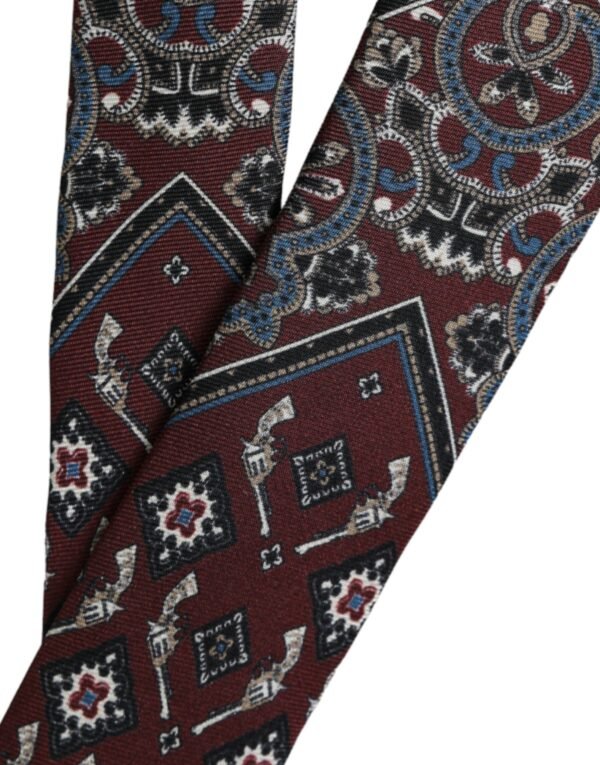 4611576.jpg Bordeaux Printed 100% Silk Adjustable Men Tie