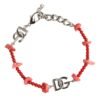 Silver Tone Brass Beaded Resin DG Logo Chain Bracelet