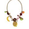 Gold Brass FRUIT Pendants Flowers Crystal Logo Necklace