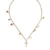 Gold Tone Brass Chain Religious Cross Pendant Necklace