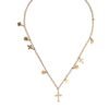 Gold Tone Brass Chain Religious Cross Pendant Necklace