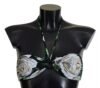 Black Floral Halter Beachwear Swimwear Bikini Top