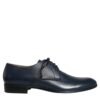 Navy Blue Leather Derby Dress Formal Shoes