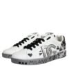 White Silver Crystal Logo Portofino Sneakers Shoes