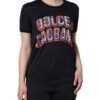 Black Cotton Logo Print Round Neck T-shirt