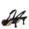 Black Red Floral Crystal Heel Slingback Shoes