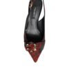 Black Red Floral Crystal Heel Slingback Shoes