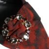 Black Red Floral Crystal Heel Slingback Shoes
