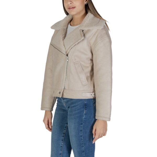 4762694.jpeg Beige Artificial Leather Jackets & Coat