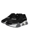 Black Leather Neoprene Chunky Low Top Sneakers Squalo Shoes