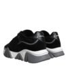 Black Leather Neoprene Chunky Low Top Sneakers Squalo Shoes