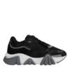 Black Leather Neoprene Chunky Low Top Sneakers Squalo Shoes