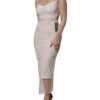 White Sheer Tulle Bustier Bodycon Midi Dress