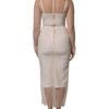 White Sheer Tulle Bustier Bodycon Midi Dress