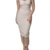 White Sheer Tulle Bustier Bodycon Midi Dress