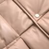 Beige Quilted Sleeveless Calf Leather Jacket