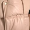 Beige Quilted Sleeveless Calf Leather Jacket